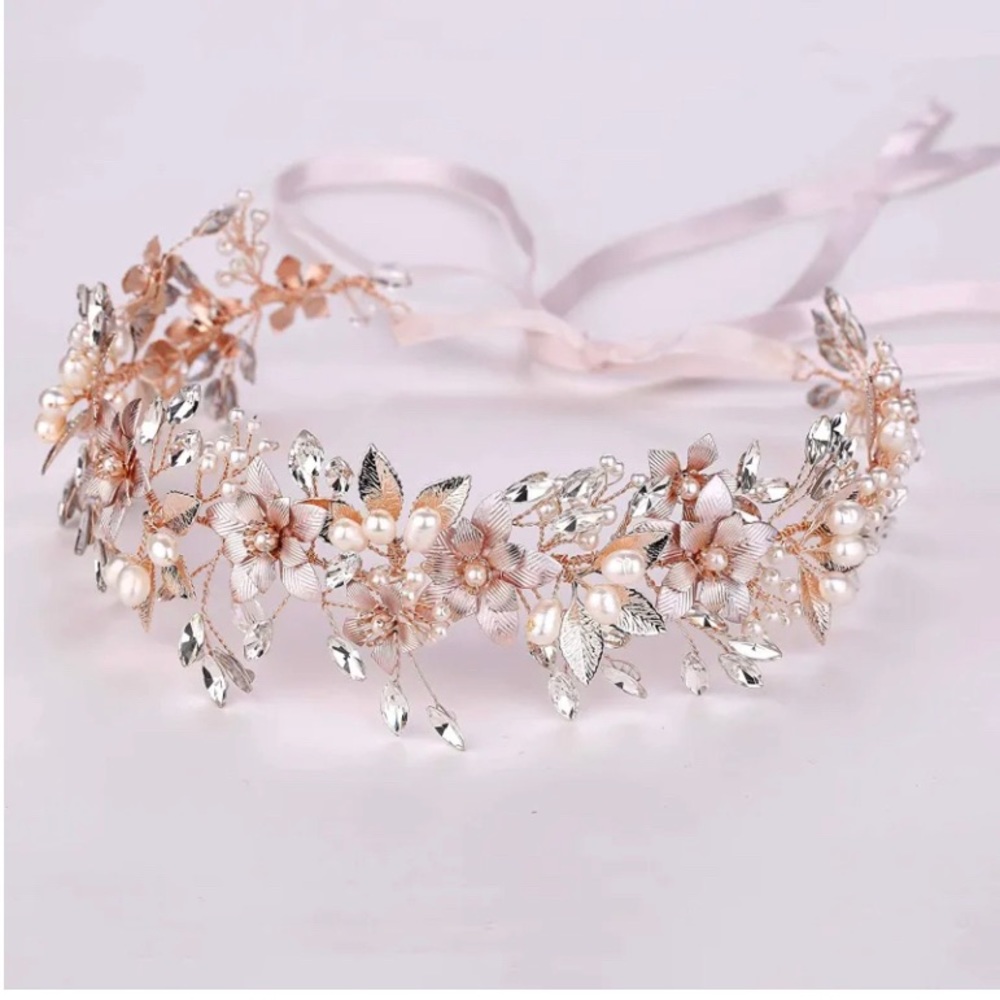 Bridal rose gold hair piece